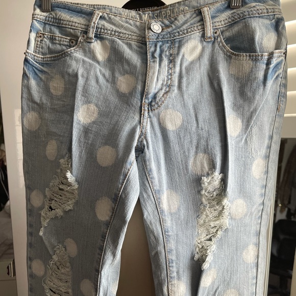 Mossimo Supply Polka Dot Distressed Skinny Jeans - Picture 2 of 11